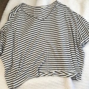 Stripes off the shoulder-tee